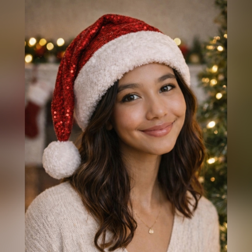 Red Sequin Santa Hat